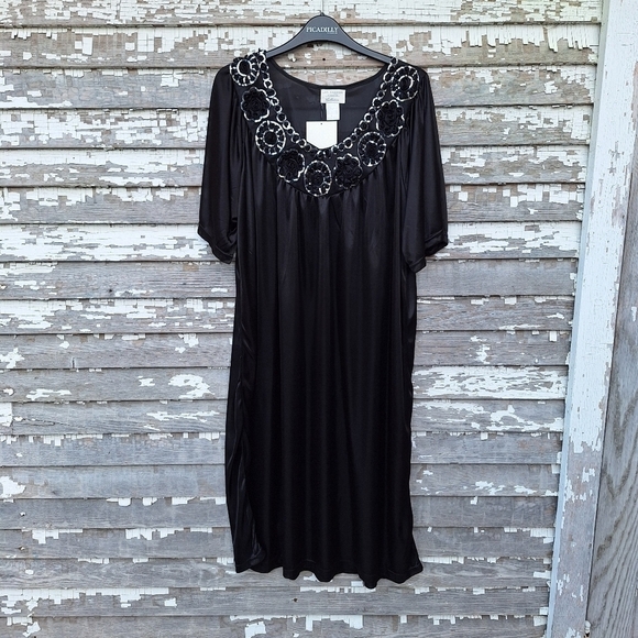 🌟 Lati Fashion Intimates Night Dress Sleepwear Black  Sheer Size XL NWT - Picture 1 of 5